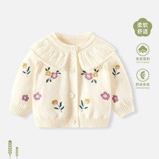 Baby suit Spring New Small Coat Baby Girl's Knitted Cardigan Spring Thin Western Style Top Girls' Clothes