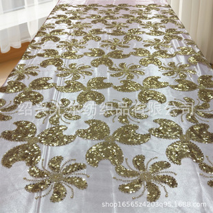 2025 New Small Flower Evening Dress Golden Rice Bead Bead Tube Embroidery Golden Bead Golden Sequin Combination Embroidery