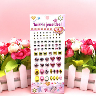 Cross-border children's gem stickers Crystal Diamond reward paste decorative toys colorful love heart round plum DIY