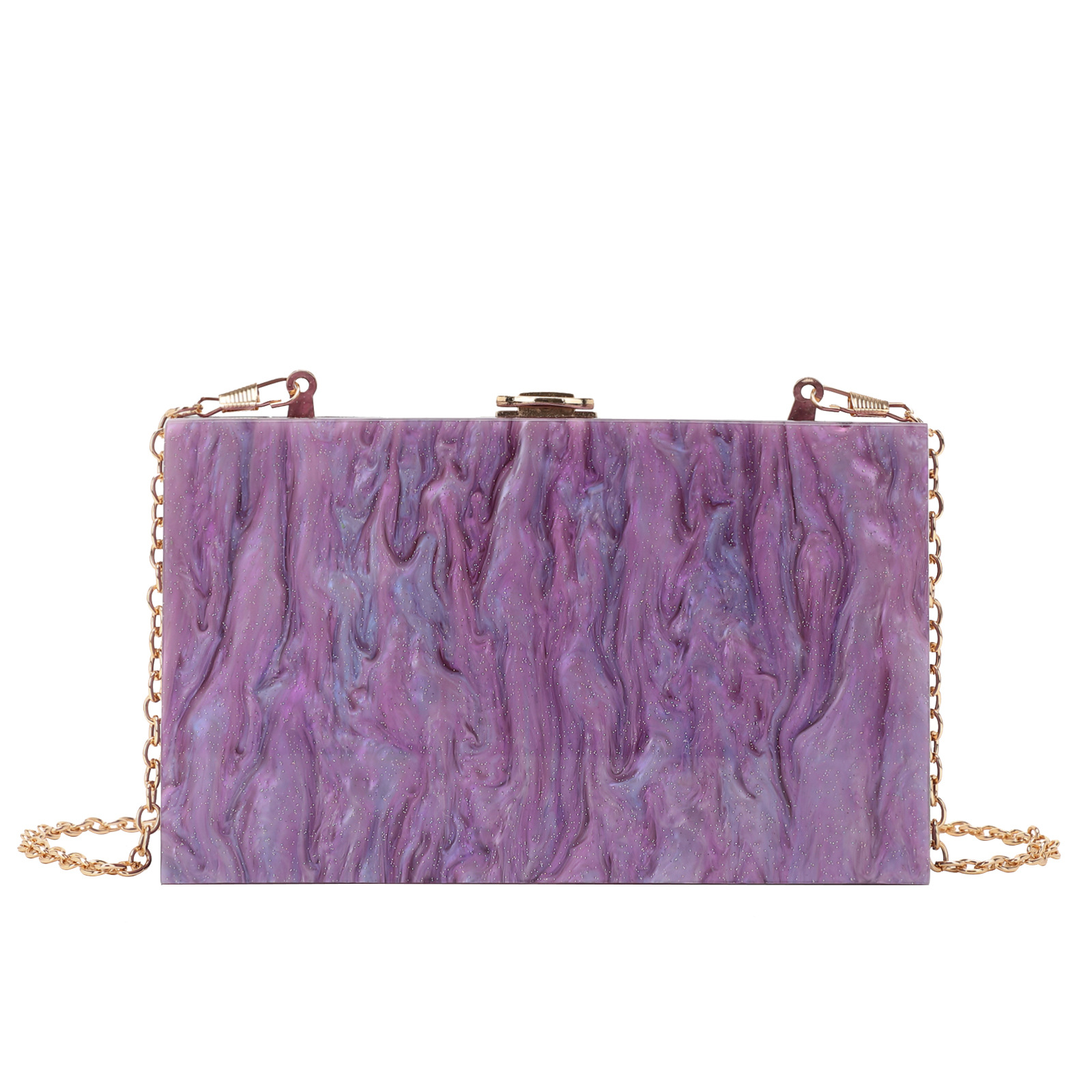 New cross-border evening bag, fashionable and trendy marble pattern acrylic evening bag, box bag, women's crossbody/shoulder bag.