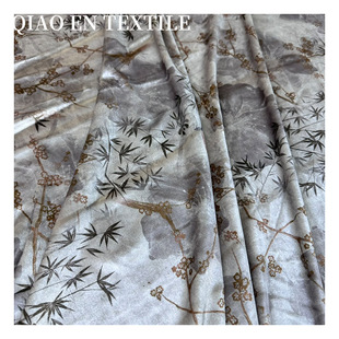 Autumn and Winter new velvet printed fabric top cheongsam dress drape high-grade clothing fabric