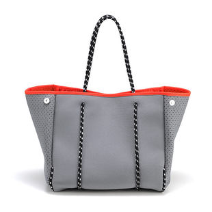 2025 New Handbag Punching Neoprene Summer Beach Bag with Small Purse Customized Women's Handbag