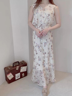 [Hui Lin] 2025 Early Spring Japanese Cross-border French Temperament Sweet Slim Floral Sling dress 25A045