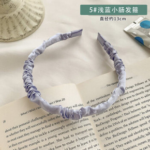 High Cranial Top Klein Blue Wool Hair Hoop Pleated Women's Wide-brimmed Autumn and Winter New Style Elegant Headband Face Washing Hair Clips Hair Accessories