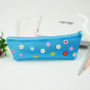 Creative PVC cute transparent pencil case large capacity portable New pencil bag small crepe chrysanthemum fresh girl stationery bag