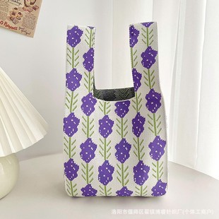 Mother's Day Gift New Knitted Handbag Portable Gift Bag Hand Gift Hand Bag Tulip Flower Knitted Bag