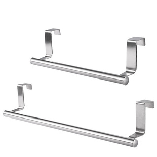 Stainless Steel Punch-free Hanging Door-type Towel Rack Kitchen Bathroom Cabinet Door Single-pole Towel Bar Thickened Back-type Hanger