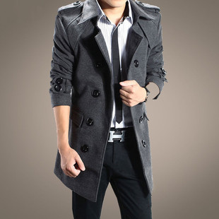 2023 new men's trench coat new coat mid-length lapel light business casual British style coat men's spring and autumn