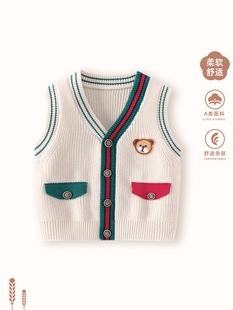 Baby Vest Autumn Clothing Male Baby Western Style Cartoon Knitwear Clothes Boys' Warm Vest Children's Jacket Coat