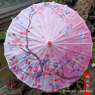 Free Shipping Full Wear Ordinary Tassel Umbrella Ceiling Decorative Umbrella Cheongsam Show Silk Umbrella Hanfu Photo Props Umbrella Dance