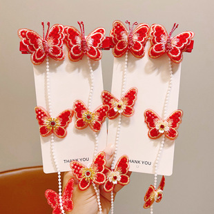 Moving Butterfly Hairpin for Women and Children Antique Clip Hair Accessories 2025 New Year Bow Small Hairpin Girls' Headwear