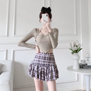 2024 New Swimwear Girl's Pure Desire to Cover the Flesh Slim Conservative Long Sleeve Split Skirt Sunscreen Student Swimsuit