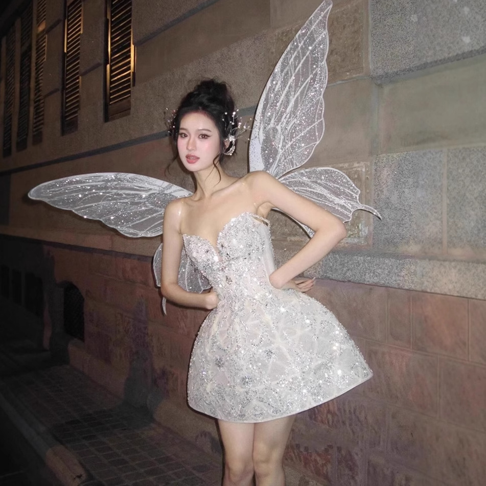 Adult Ceremony Birthday Patty Dress for Celebrity Ladies Light Luxury Heavy Industry Sequin Annual Meeting Dress French Princess Pontoon Dress
