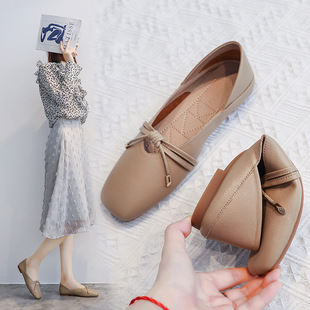 Genuine Leather Doudou Single-layer Shoes Women's 2025 Summer All-match Nurse Spring and Autumn Comfortable Grandma's Shoes Flat Soft-soled Leather Shoes
