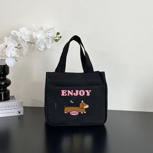 Canvas Handbag Go Out Simple Working Mother Bag Commuter Lunch Bag Thickened Cartoon Clutch Bag Wholesale