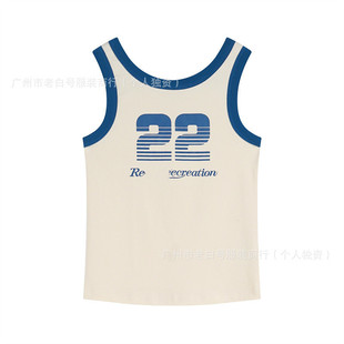 2025Ss Korean Niche Trendy Brand Rest?&Recreation Digital 22 Printed Sexy Casual Back