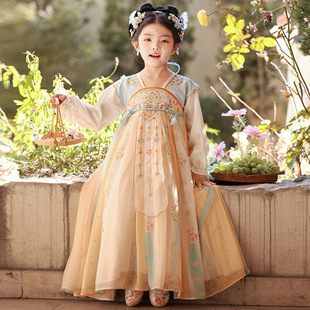 Hanfu девушка весенняя юбка 2025 новый костюм китайский стиль супер фея платье детское старинное платье Тан лето