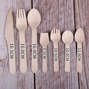 Disposable wooden knife and fork spoon ice cream spoon salad fork jam knife cake dessert yogurt spoon degradable paper stars