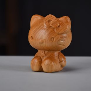 Деревянная резьба по дереву KTCat Hello Kitty ручка Hello Kitty Мультяшный стол украшение из массива дерева резьба по дереву