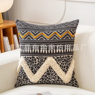 Cross-border Cotton and Linen Tufted Pillow Pillow Case Living Room Sofa Hotel Model Room Folk Style Bohemian Pillow