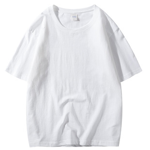 Cotton men's T-shirt loose round neck short sleeve half-sleeve cultural shirt overalls undercoat embroidery print logo men's wear