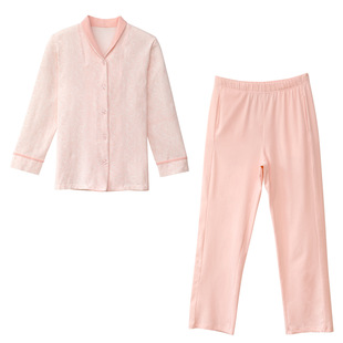 Love Home! Can be worn outside classic green collar Shu cotton pajamas suit women's cardigan long sleeve + trousers suit
