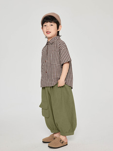 Changguo children's clothing boys short sleeve shirt children's summer plaid shirt small and medium-sized children's thin Korean jacket wholesale