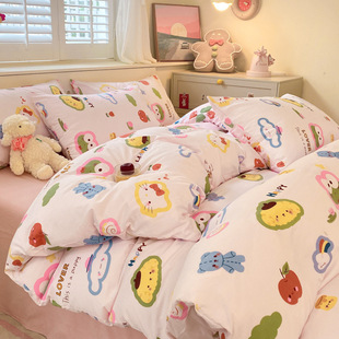 Class A new soft wash cotton cloud cotton four-piece student dormitory three-piece bed hat sheets wholesale generation