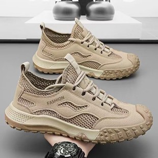Cross-border new men's outdoor sports mesh breathable thick-soled lightweight travel hiking shoes casual sneaker wholesale