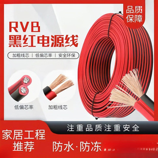 Black red line double core cord home appliance decoration car horn audio modified LED lamp monitoring power cord factory wholesale