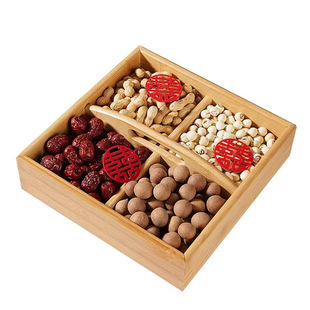 Bamboo Dried Fruit Box Wedding Red Candy Box Wedding Plate Living Room Refreshment Plate Fruit Plate Candy Box Wedding Supplies