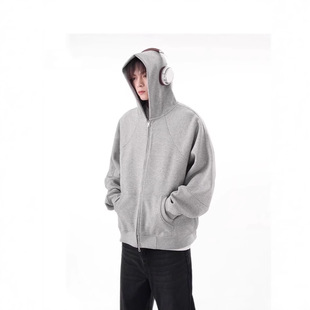 400g heavy three-dimensional tailoring cardigan sweater men's autumn and winter cleanfit tide brand loose solid color casual coat
