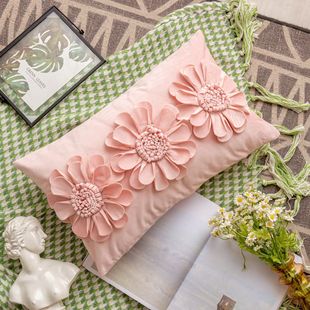 Office Sofa Pillow Internet Popular Ins Style Bedside Cushion Cover high quality Pink Princess Style Flower Pillowcase