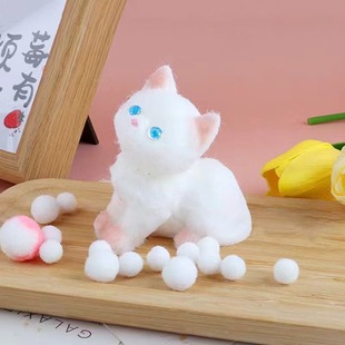 Fluid flying snow fairy meow kitten pinch music with pearl necklace slow rebound flocking doll decompression toy solution tpr