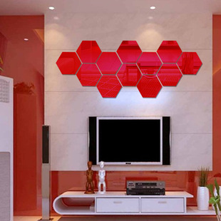 JM006 Cross Border Hexagonal Acrylic Mirror Sticker Living Room Bedroom Home Decoration Hexagonal DIY Mirror Wall Sticker