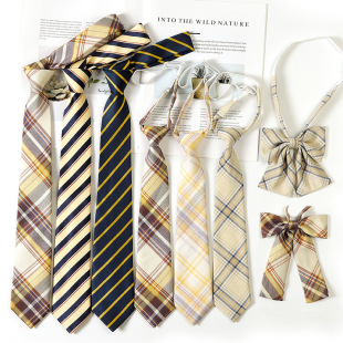 Jk Tie Female Lazy Knot Free Coffee Brown Japanese Student College Style Dk Shirt Yellow Tie Men Wholesale