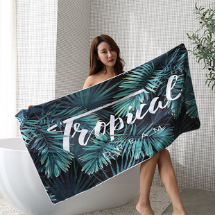 Amazon Winter Ins-style Microfiber Beach Towel Printed Quick-drying Absorbent Bath Towel Single-sided Velvet Hotel Towel