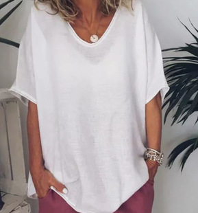 2024 new summer fashion 3D printed women's tops T-shirt V-neck 3/4 sleeve casual fashion short sleeve