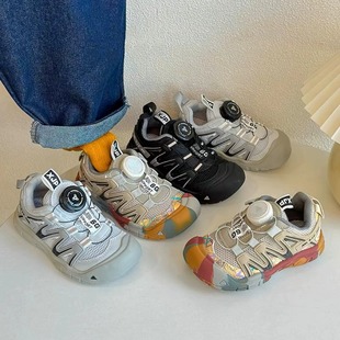 Korean Children's sneaker 2025 Spring and Autumn New Boys' Outdoor Mountaineering Shoes Swivel Buckle Girls' Breathable Running Shoes