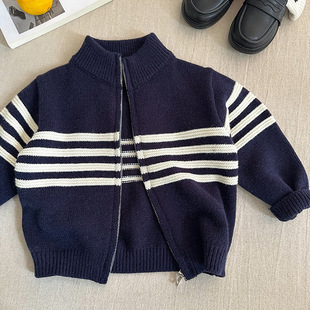 Children's Coat 2024 Autumn Korean New Boys' Stylish Embroidered Lapel Coat Baby Short Zipper Shirt