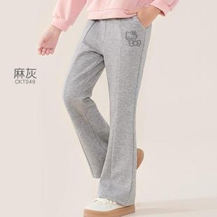 Girls' Pants 2024 New Children's Flared Pants Women's Big Trousers fleece-lined Thickened Warm Children's Wear Western Style Winter