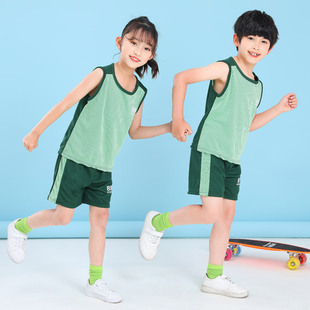 24 Summer Thin Children's Vest suit for Boys and Girls Outdoor Loose Mesh Breathable Sleeveless Sportswear Two-piece Set