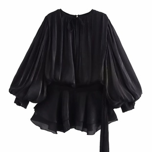 Cross-border European and American women's clothing AliExpress explosions pure desire wind waist irregular hem dress shorts