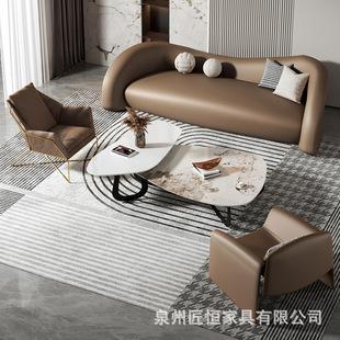 Light Luxury Leather Sofa Designer Double Sofa Chair Office Hotel Reception Small Sofa Internet Popular Home Fabric Sofa