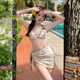 2025 Bikini New Cute Girl Three-Piece Swimsuit Women's Fresh Belly-Covering Slimming Summer Vacation Hot Spring