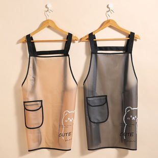 Meiliya New Waterproof and Oil-Proof Work Wash-Free Transparent Apron Cute Kitchen Household Daily Cleaning Apron