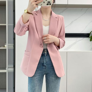 Summer Thin Casual Seven-point Sleeve Small Suit Jacket Women's 2025 One Button This Year Popular Explosions Suit Jacket
