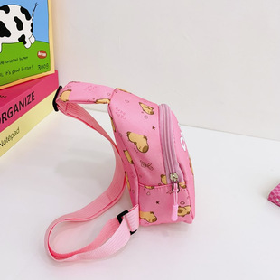 Ins New Children's Shoulder Crossbody Bag Cute Water Guinea Pig Casual Chest Bag Men's and Women's Carto Cardic Leather Chest Bag