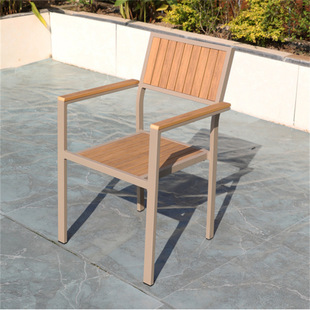 Outdoor Courtyard Wooden Plastic Chair Simple Leisure Balcony Outdoor Anticorrosive Wooden Table and Chair Garden Villa Waterproof Shrinkable Long Table