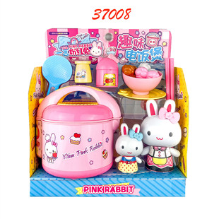 Yiyan pink rabbit kitchen refrigerator mini dressing table cake party simulation medical tools girl play house toy batch